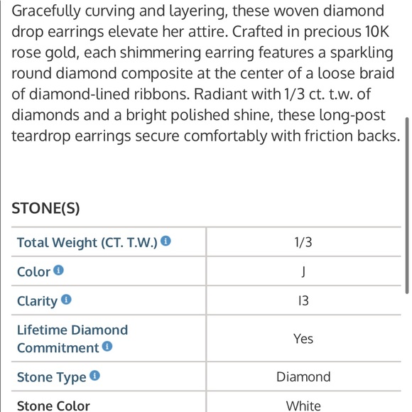 Diamond Teardrop Earrings 10K RoseGold - Picture 4 of 8